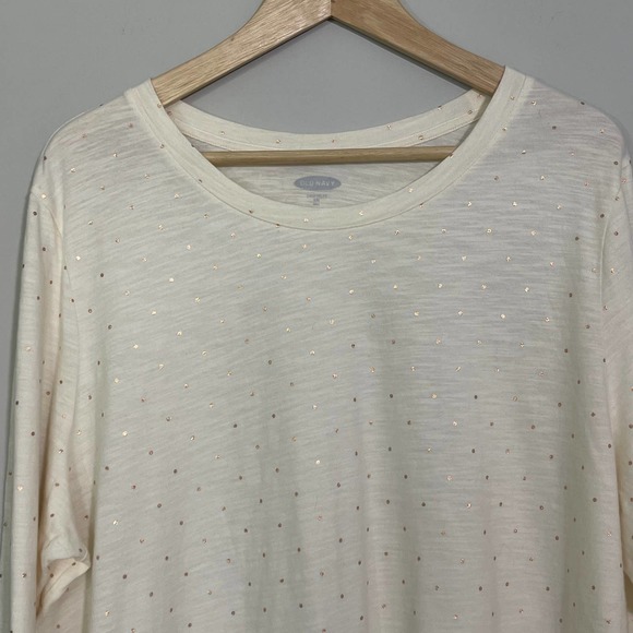 OLD NAVY | LONG SLEEVES TOP SIZE XXL CREAM COOPER COTTON POLKA DOTS - Picture 2 of 8